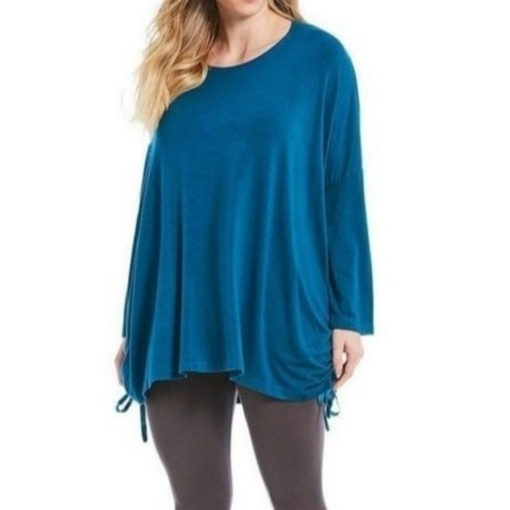 Bryn Walker Orinoco Ruched Inman Shirt New Turquoise Blue Dolman Fall Tunic NEW
